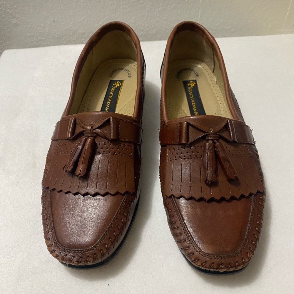 Stacy Adams Kiltie Tassel Loafers Mens 10M Brown Good Leather Dress Shoes Brazil